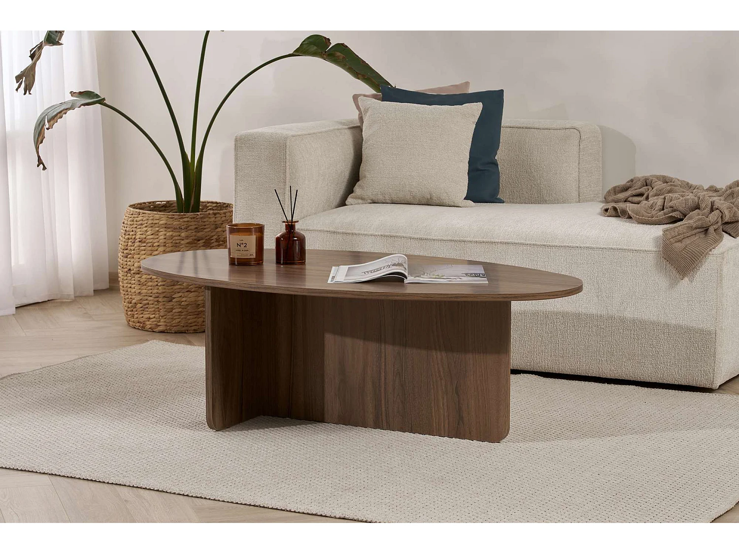 Table basse en bois "Orba" - 120 x 65 x 40 cm - Noyer