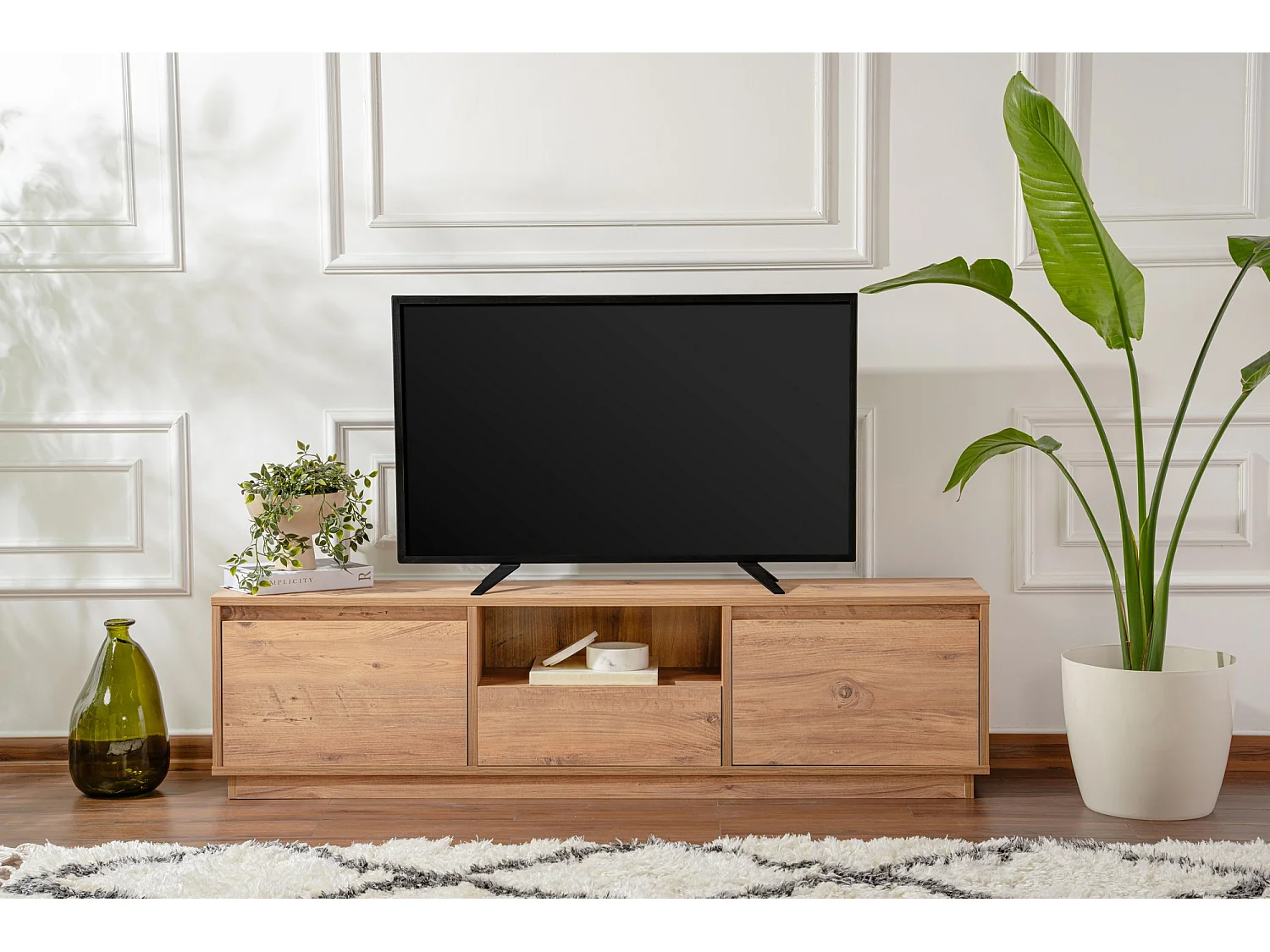 Meuble TV en bois "Vanguard" - 160 x 29 x 42 cm - Pin atlantique