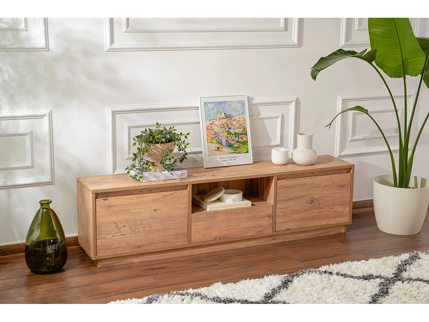 Meuble TV en bois "Vanguard" - 160 x 29 x 42 cm - Pin atlantique