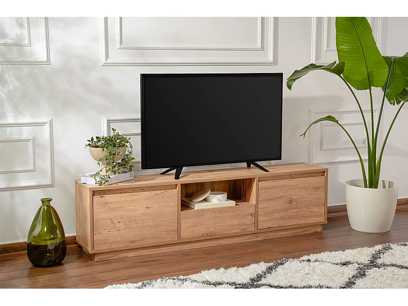 Meuble TV en bois "Vanguard" - 160 x 29 x 42 cm - Pin atlantique