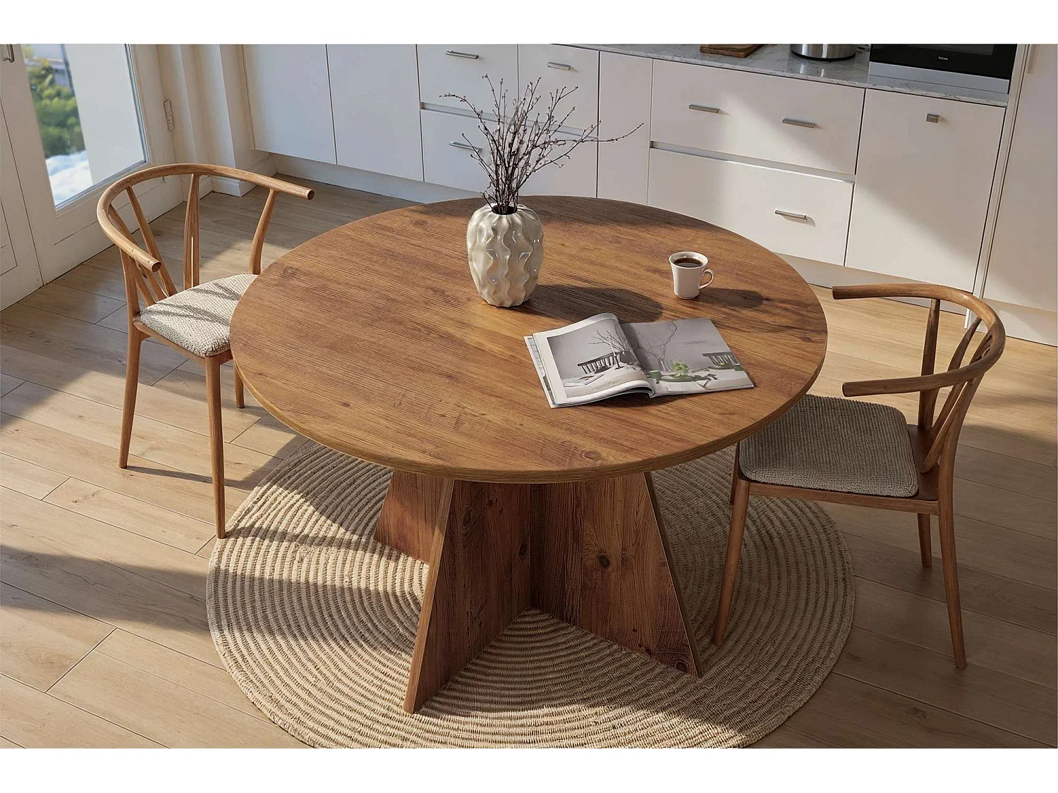 Table à manger en bois "Virella" - 120 x 120 x 75 cm - Pin atlantique