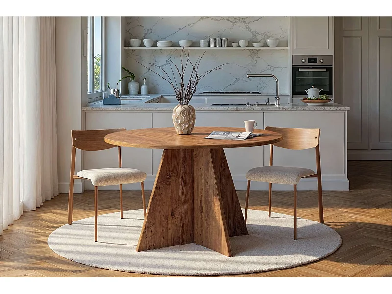 Table à manger en bois "Virella" - 120 x 120 x 75 cm - Pin atlantique