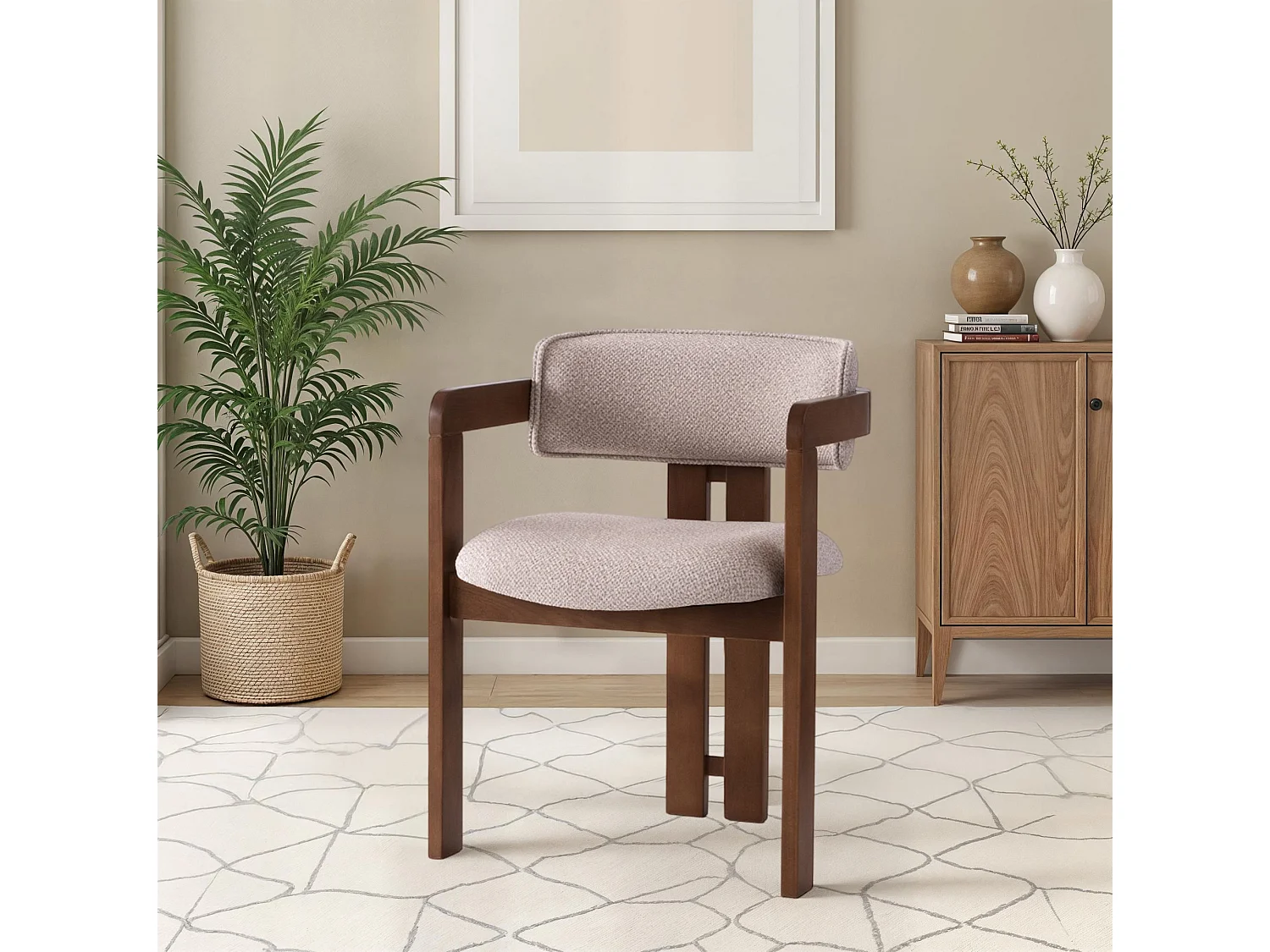 Chaise en bois "Cozy" - 44 x 57 x 76 cm - Crème de noix