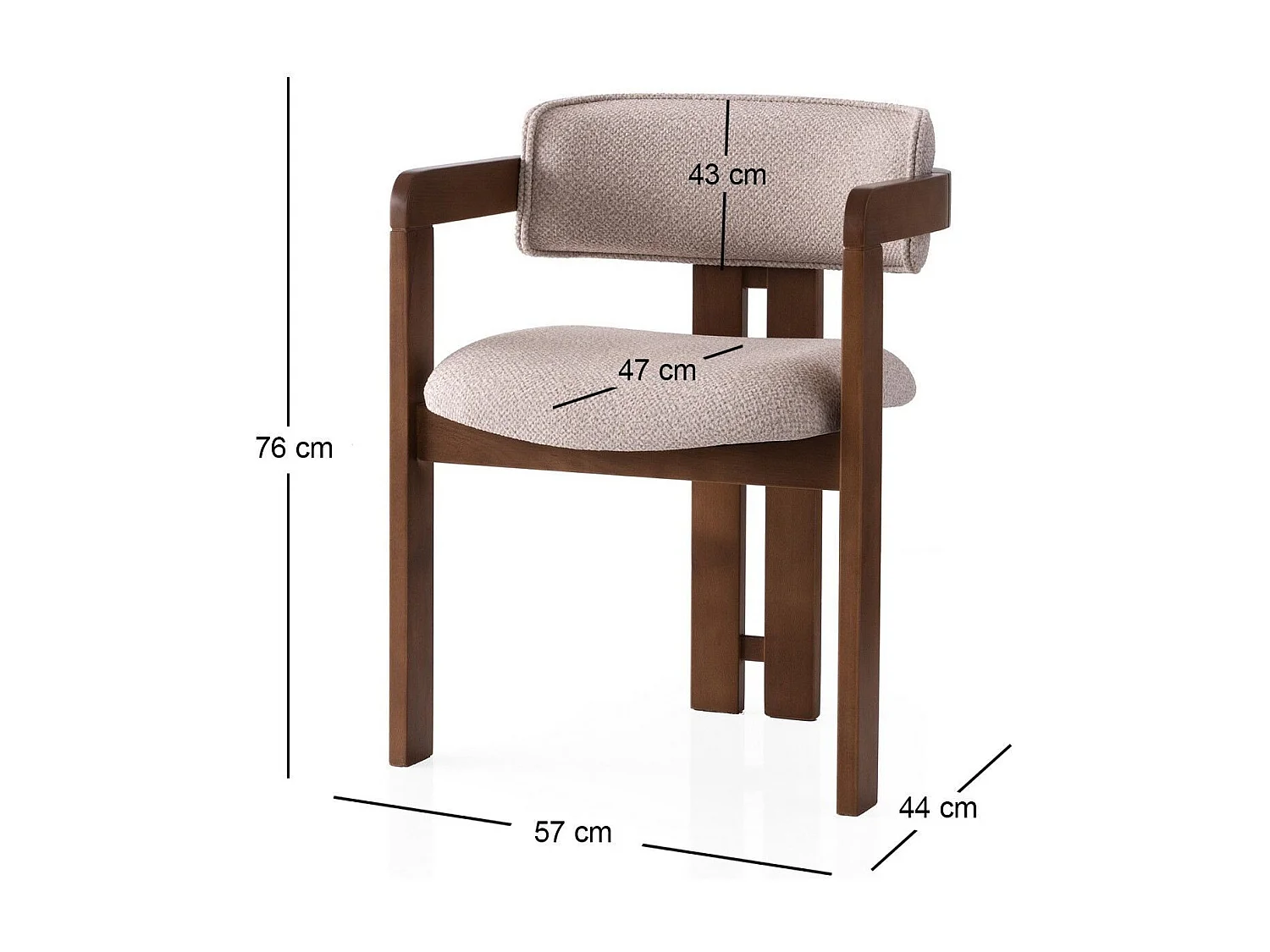 Chaise en bois "Cozy" - 44 x 57 x 76 cm - Crème de noix