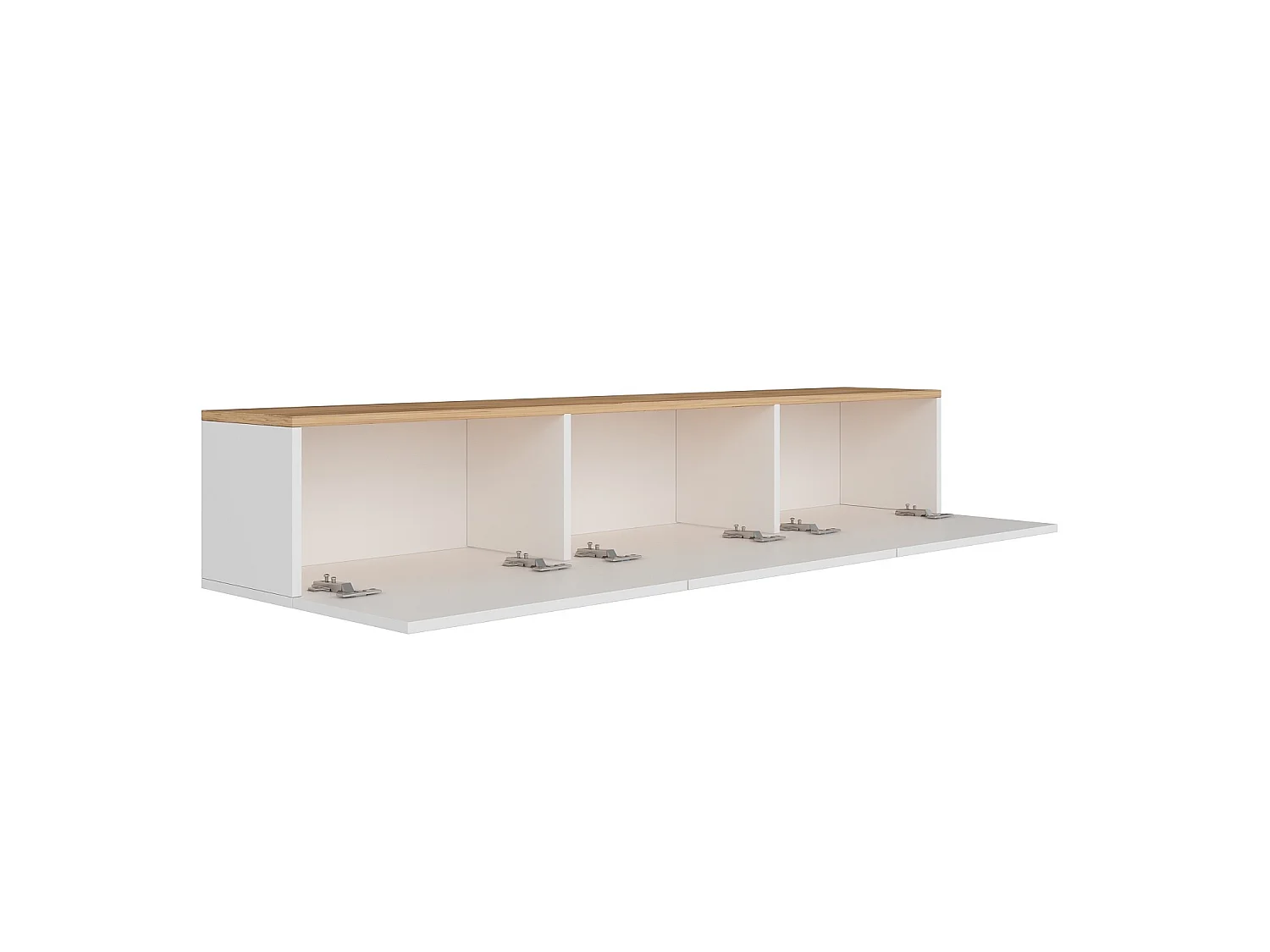 TV-stativ i vit atlantisk tall "West" - 150 x 32 x 30 cm - 3.0 Dörrar