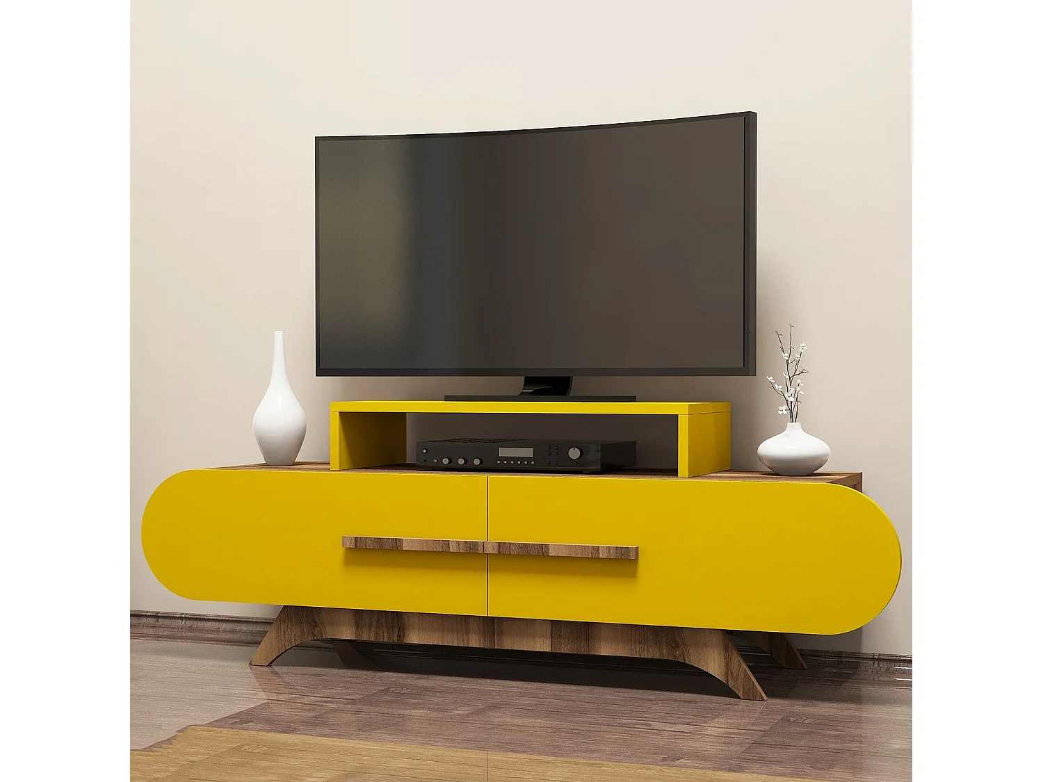 Meuble TV en bois "Rose" - 145 x 36 x 49 cm - NoyerJaune