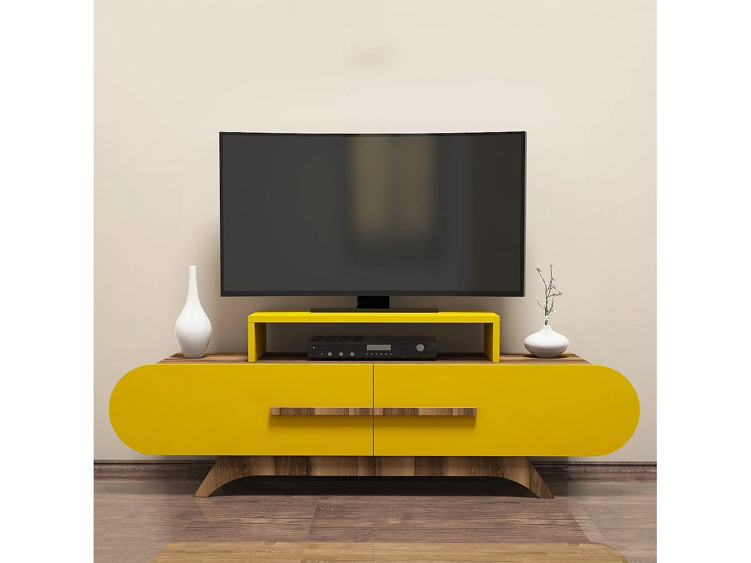 Meuble TV en bois "Rose" - 145 x 36 x 49 cm - NoyerJaune