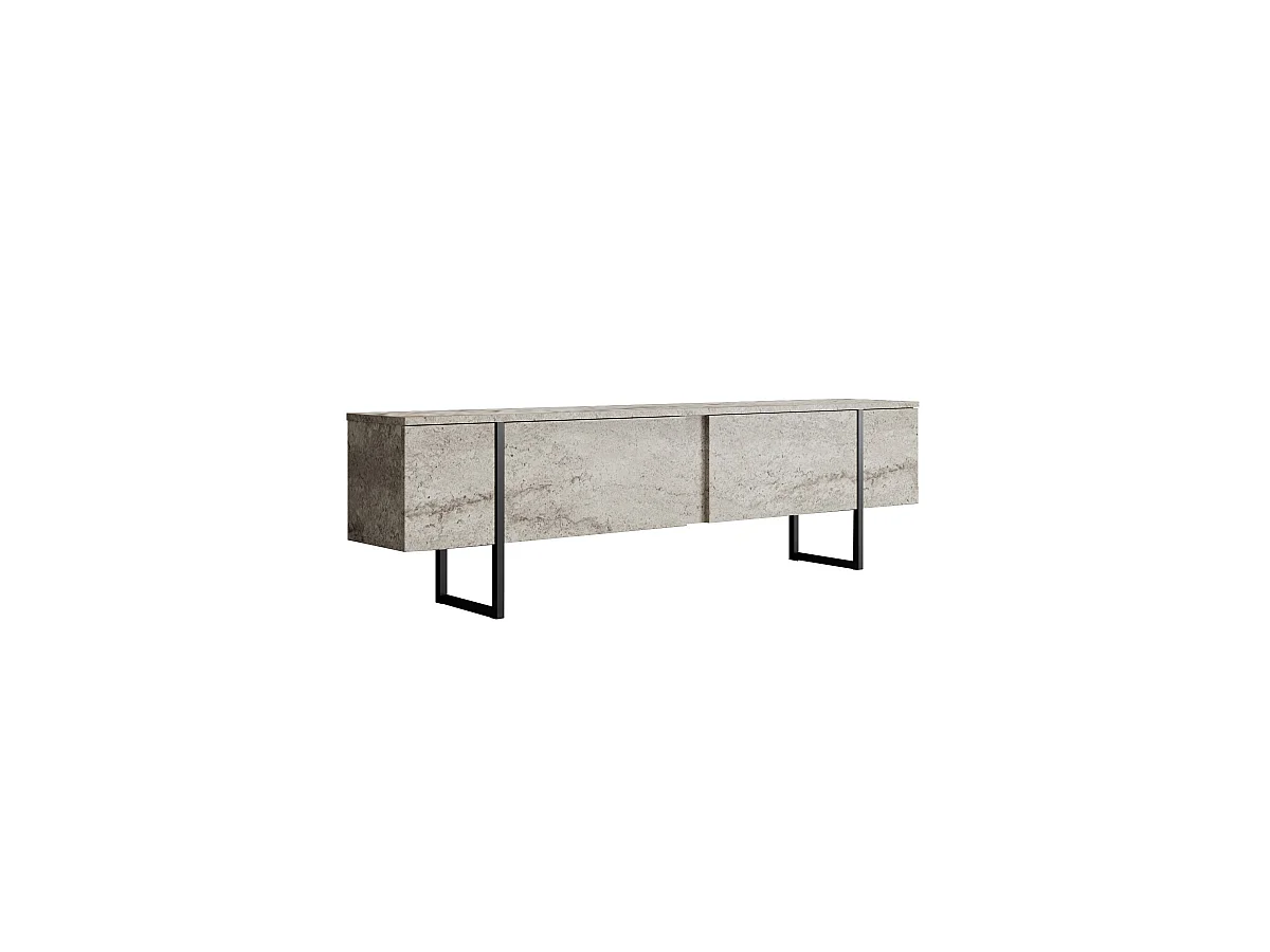 Premium Svart Travertin Trä TV-stativ "Luxe" - Klassisk Design, 180x30x50cm