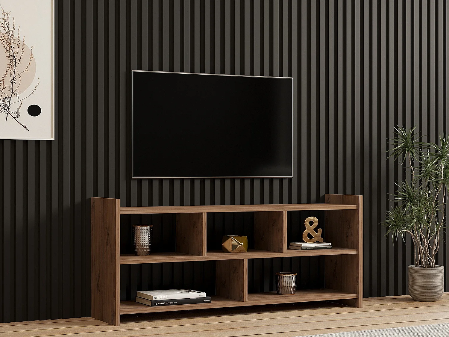Meuble TV en bois "Pera" - 117 x 28 x 55 cm - Pin atlantique