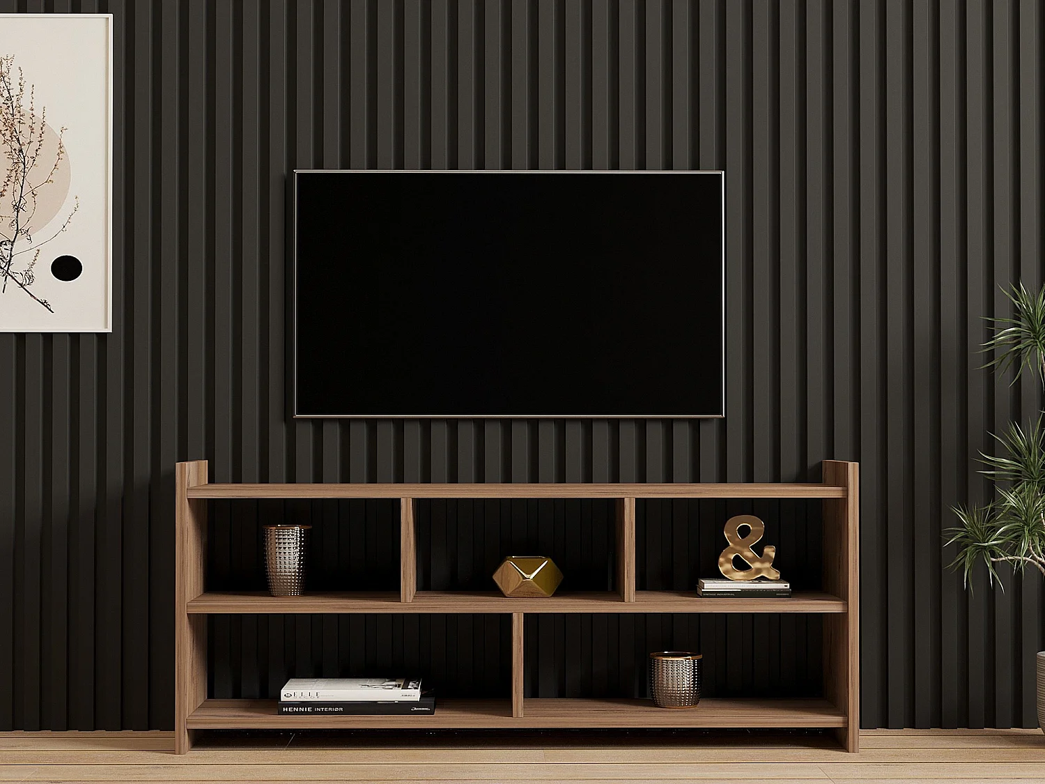 Meuble TV en bois "Pera" - 117 x 28 x 55 cm - Pin atlantique