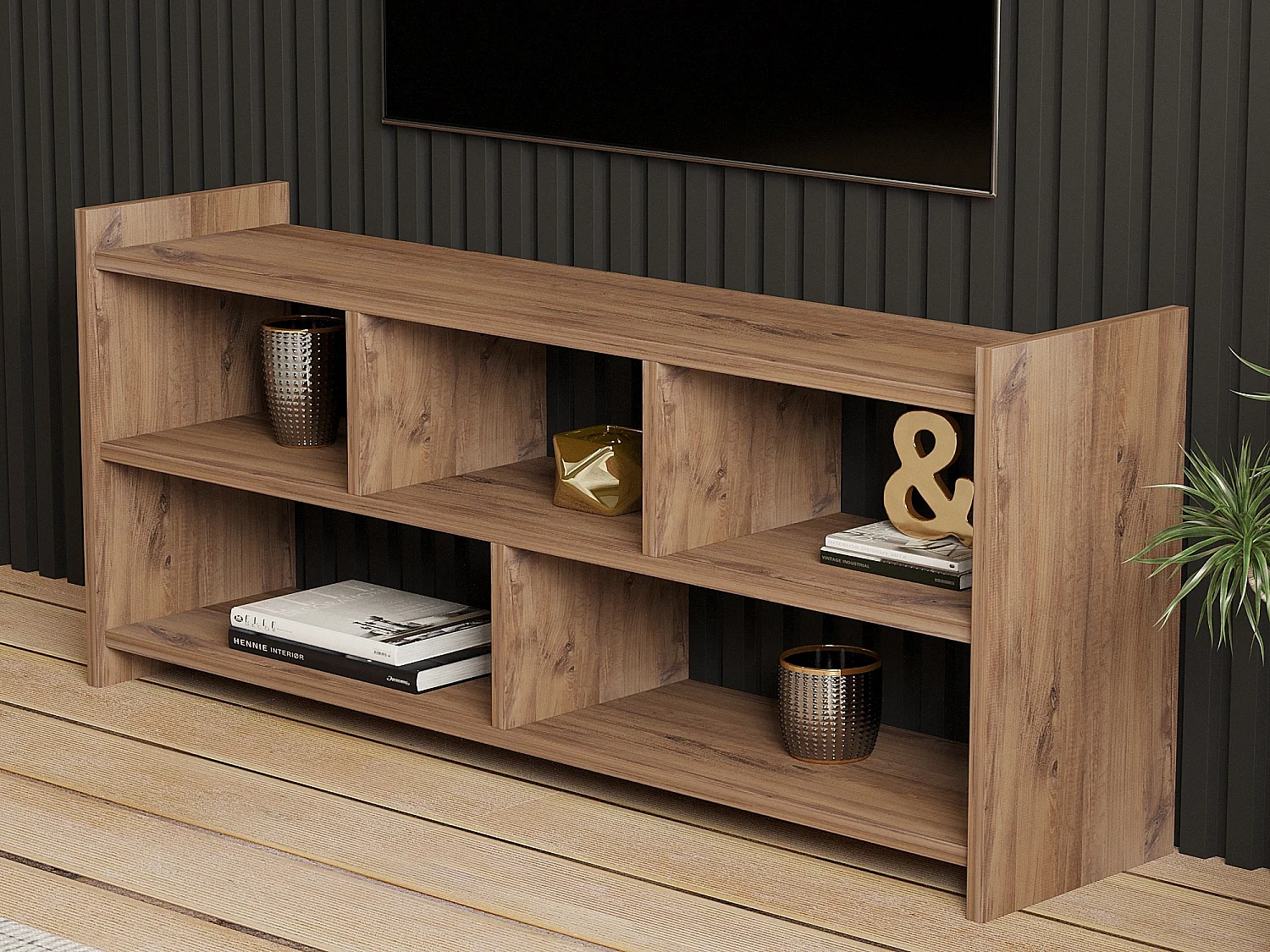 Meuble TV en bois "Pera" - 117 x 28 x 55 cm - Pin atlantique