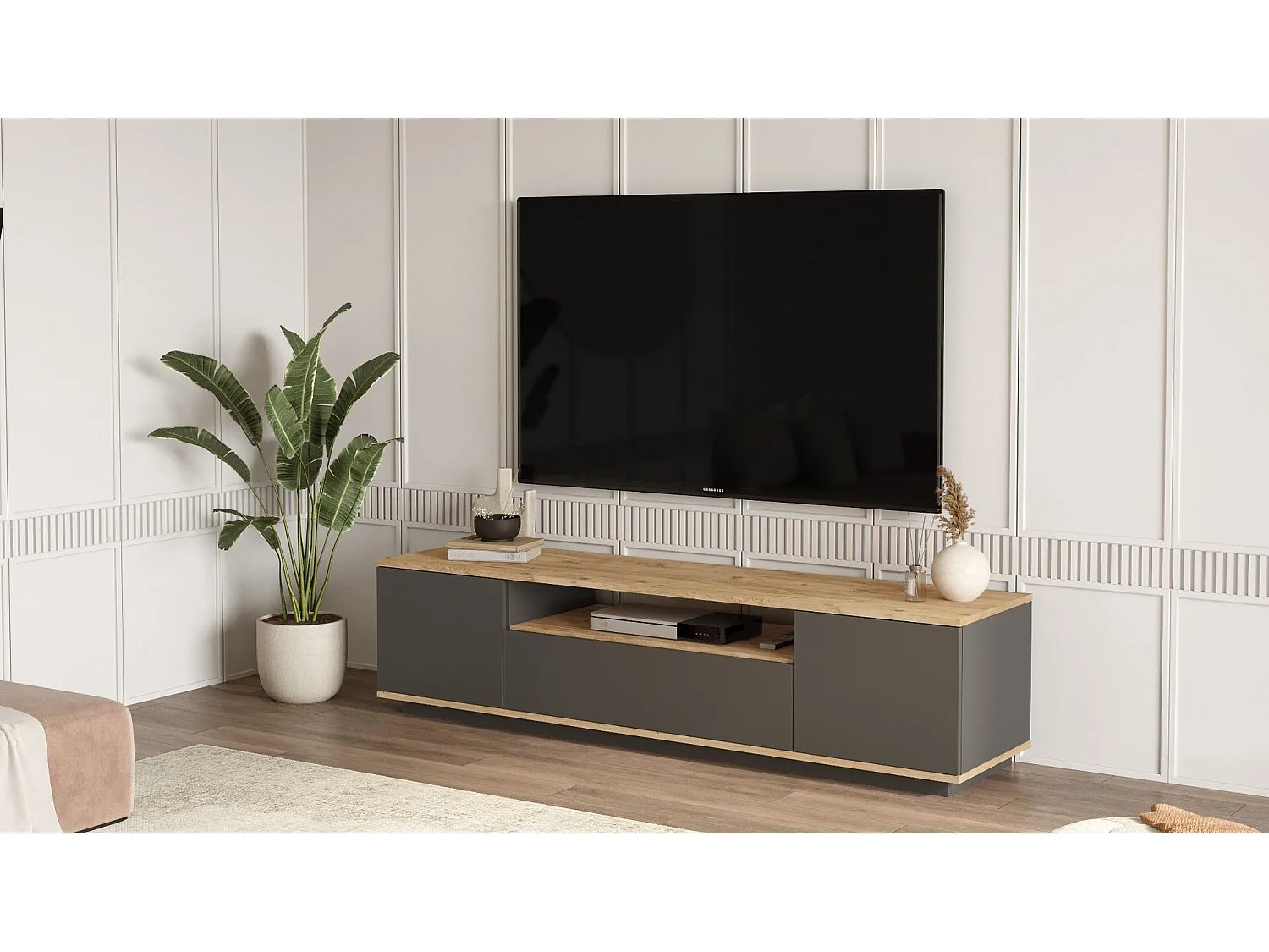 Modern TV-stativ "FR7" - 180 x 44 x 44 cm - Atlantiskt tall antracit