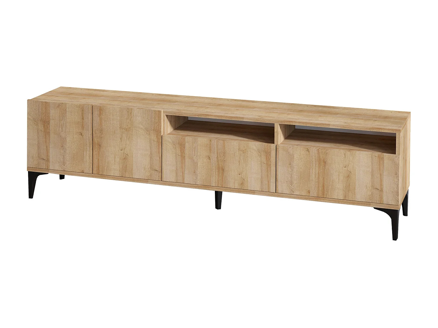 Meuble TV en bois "Ross" - 180 x 35 x 52 cm - Chêne