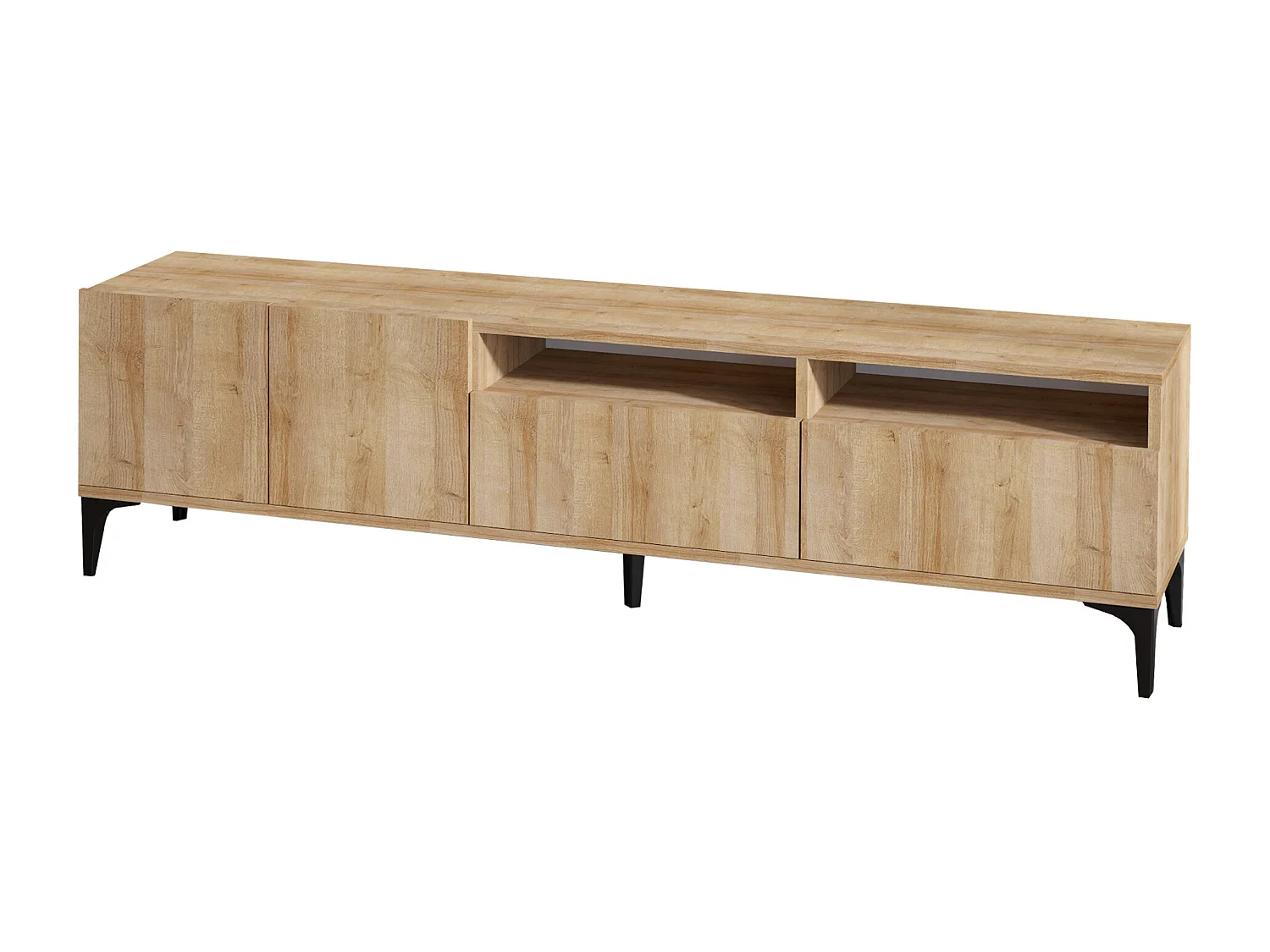 Meuble TV en bois "Ross" - 180 x 35 x 52 cm - Chêne