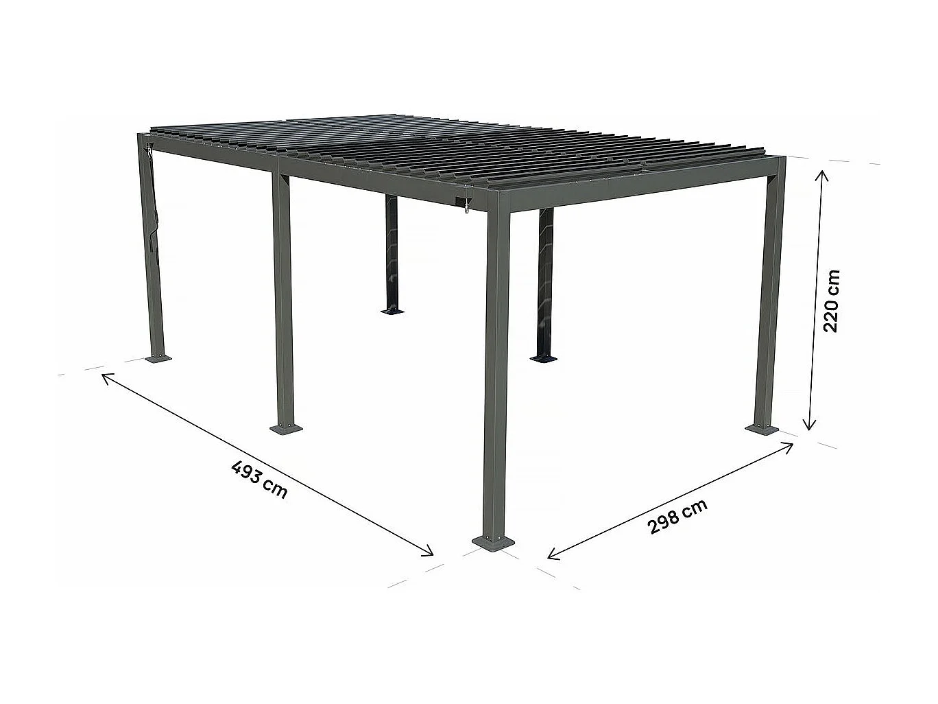 Zelfdragende aluminium bioklimatologische pergola "Kensington" - 3 x 5 m - Grijs