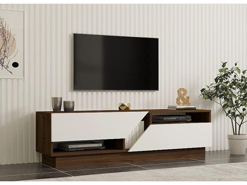 Meuble TV en bois "Koza" - 160 x 40 x 45 cm - NoyerBlanc