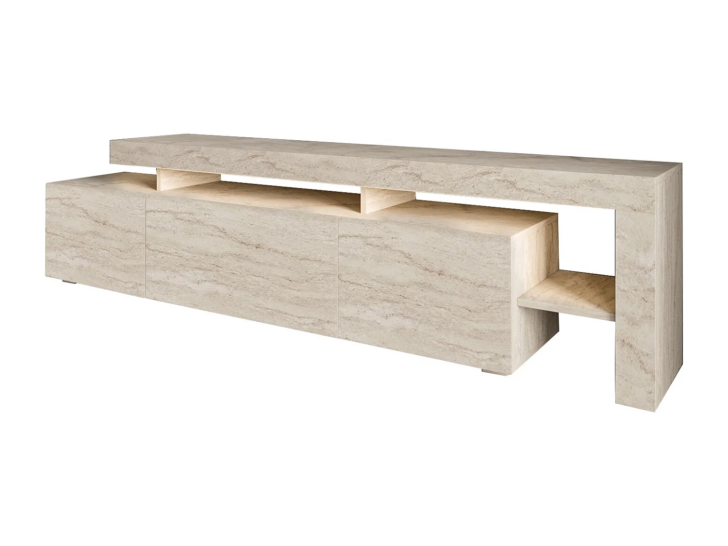 Meuble TV en bois "Beliz" - 192 x 37 x 53 cm - Travertin