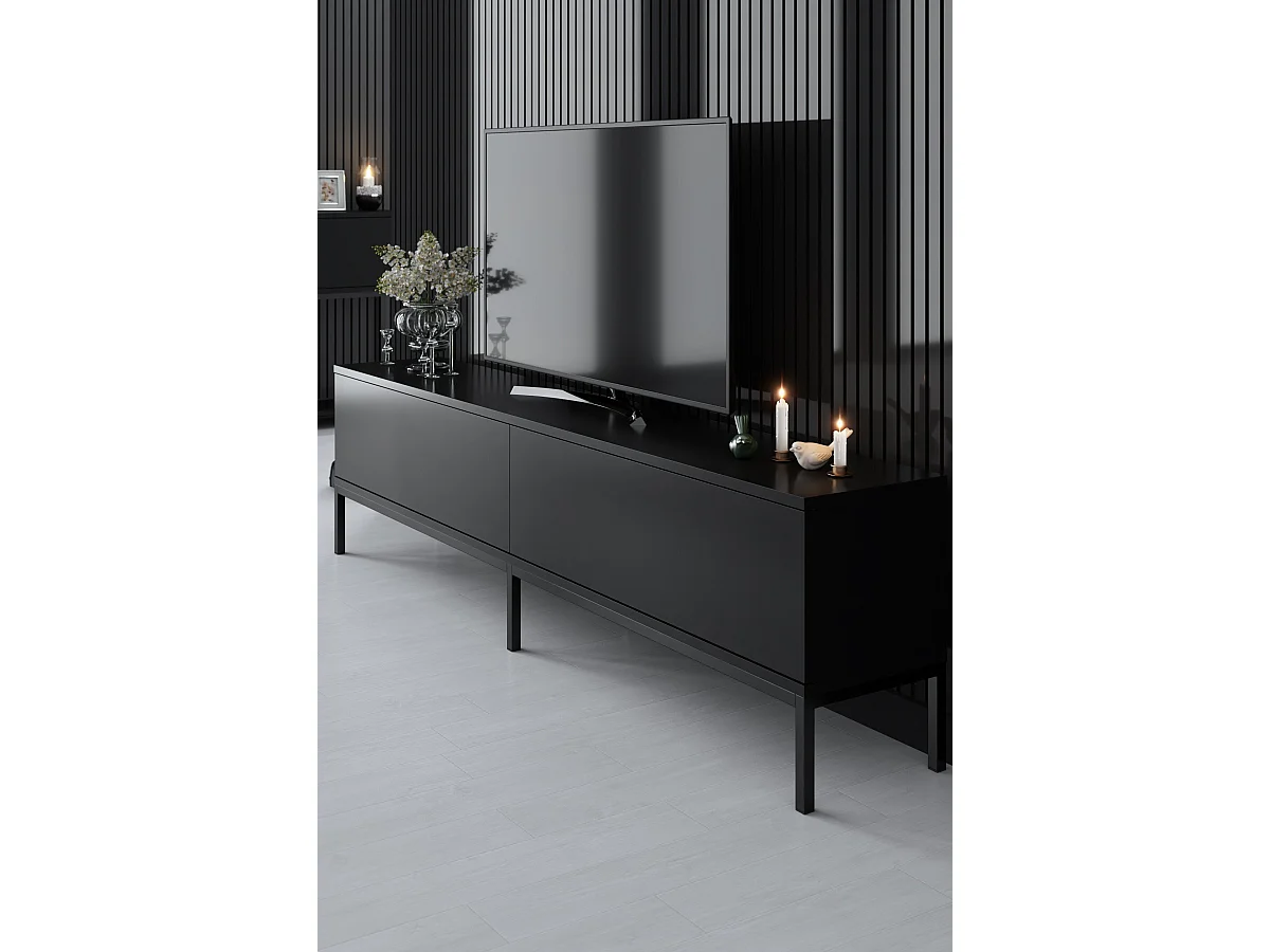 Meuble TV en bois "Lord" - 180 x 30 x 47 cm - Noir