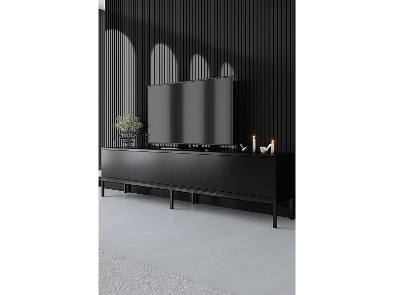 Meuble TV en bois "Lord" - 180 x 30 x 47 cm - Noir