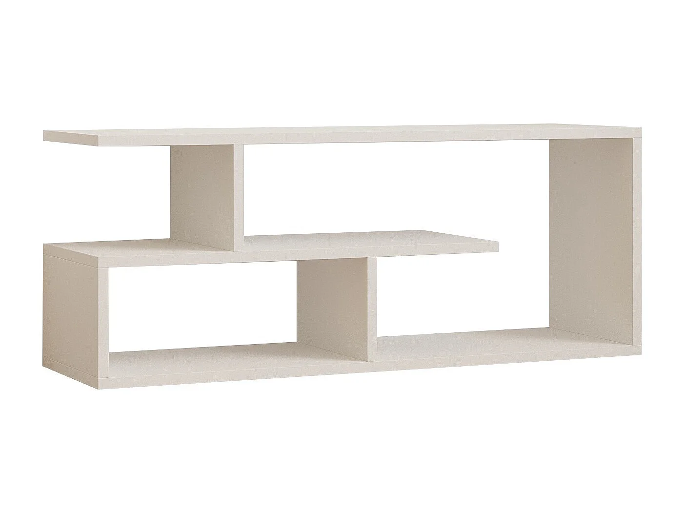 Skandynawska szafka RTV "Cafu" biała 100x29x40 cm z 4 półkami z drewna melaminowanego