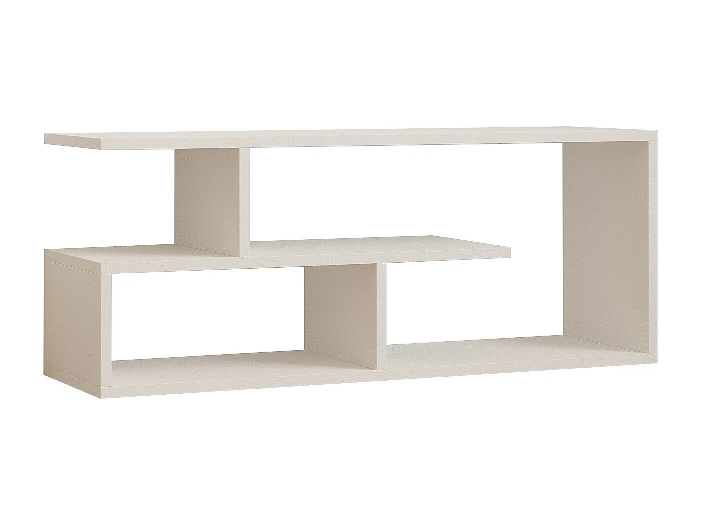 Skandynawska szafka RTV "Cafu" biała 100x29x40 cm z 4 półkami z drewna melaminowanego