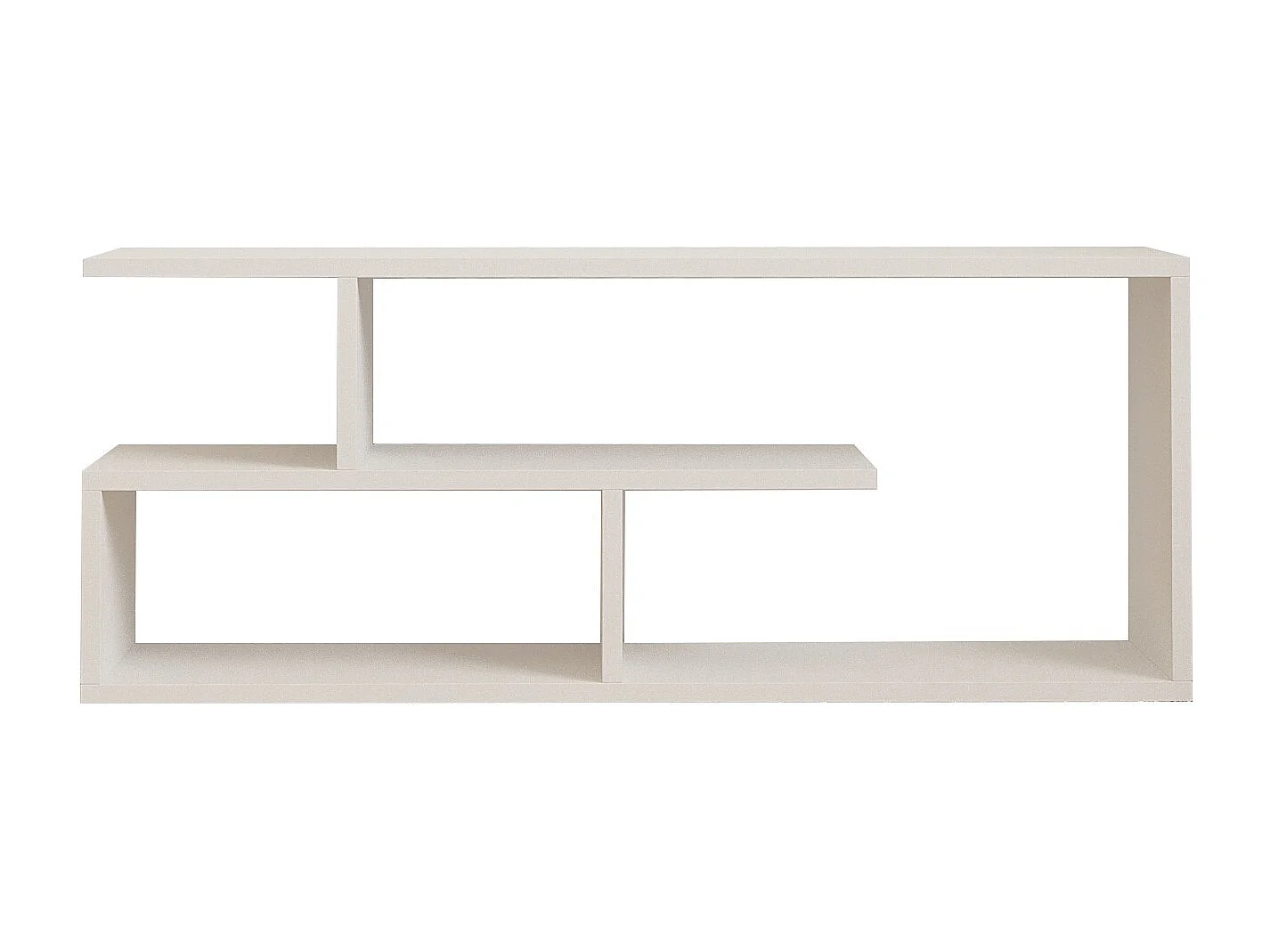 Skandynawska szafka RTV "Cafu" biała 100x29x40 cm z 4 półkami z drewna melaminowanego