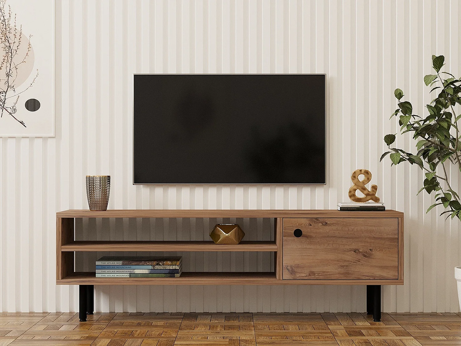 Premium "Avila" Tall TV-bänk i Tall - Klassisk Design - 120x30x38cm - Brun