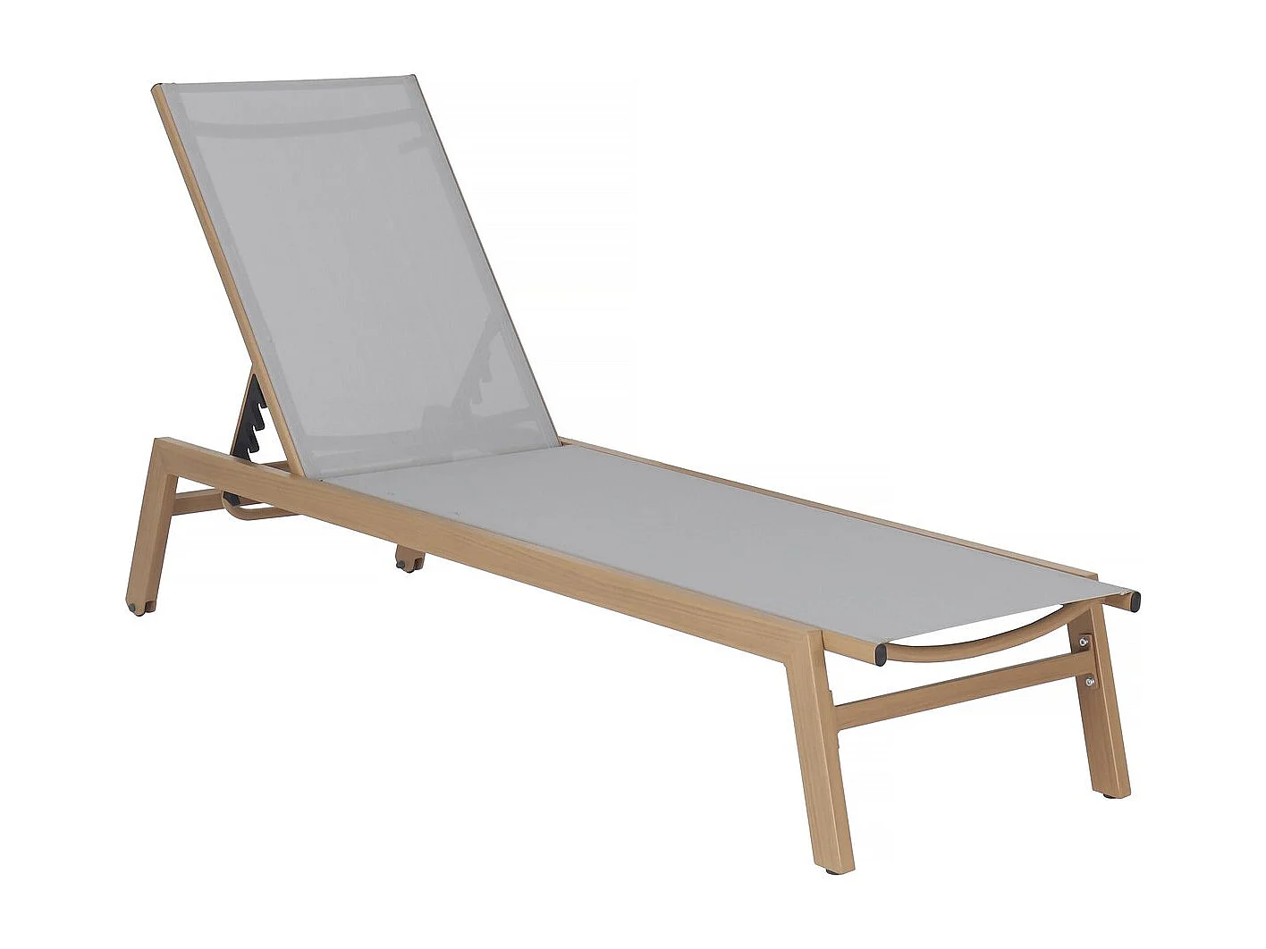 Lettino prendisole "Elysia" in alluminio con finitura effetto legno - Grigio chiaro