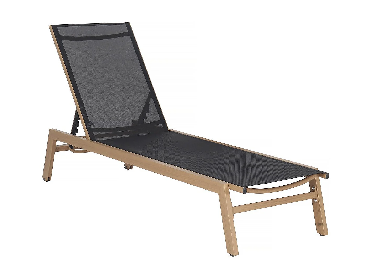 Lettino prendisole in alluminio effetto legno "Elysia" - Nero