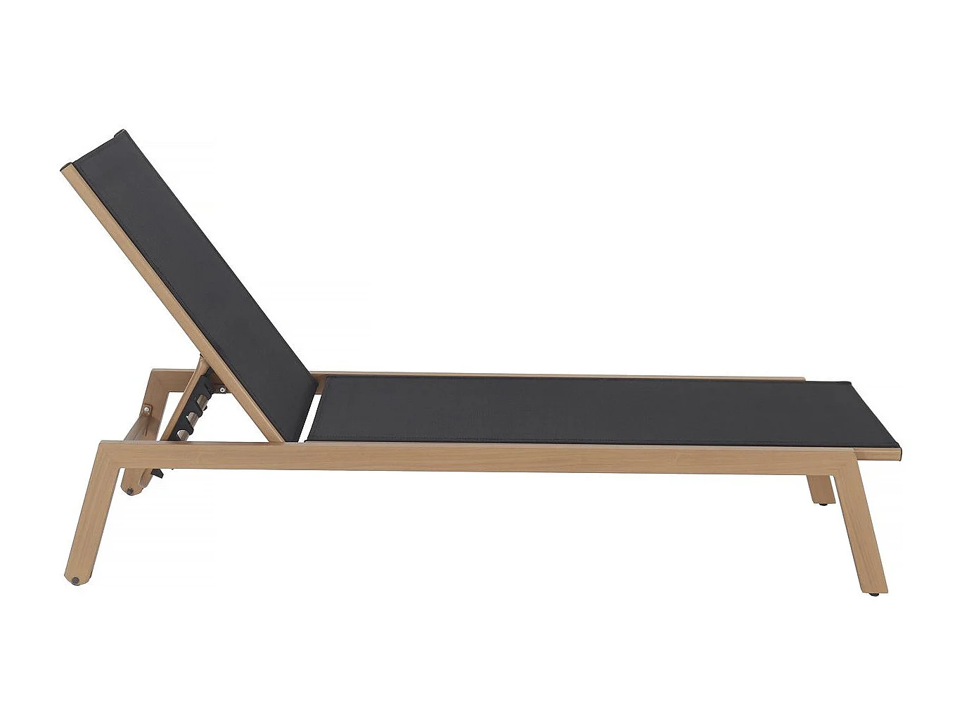 Espreguiçadeira "Elysia" em alumínio com efeito madeira - Preto