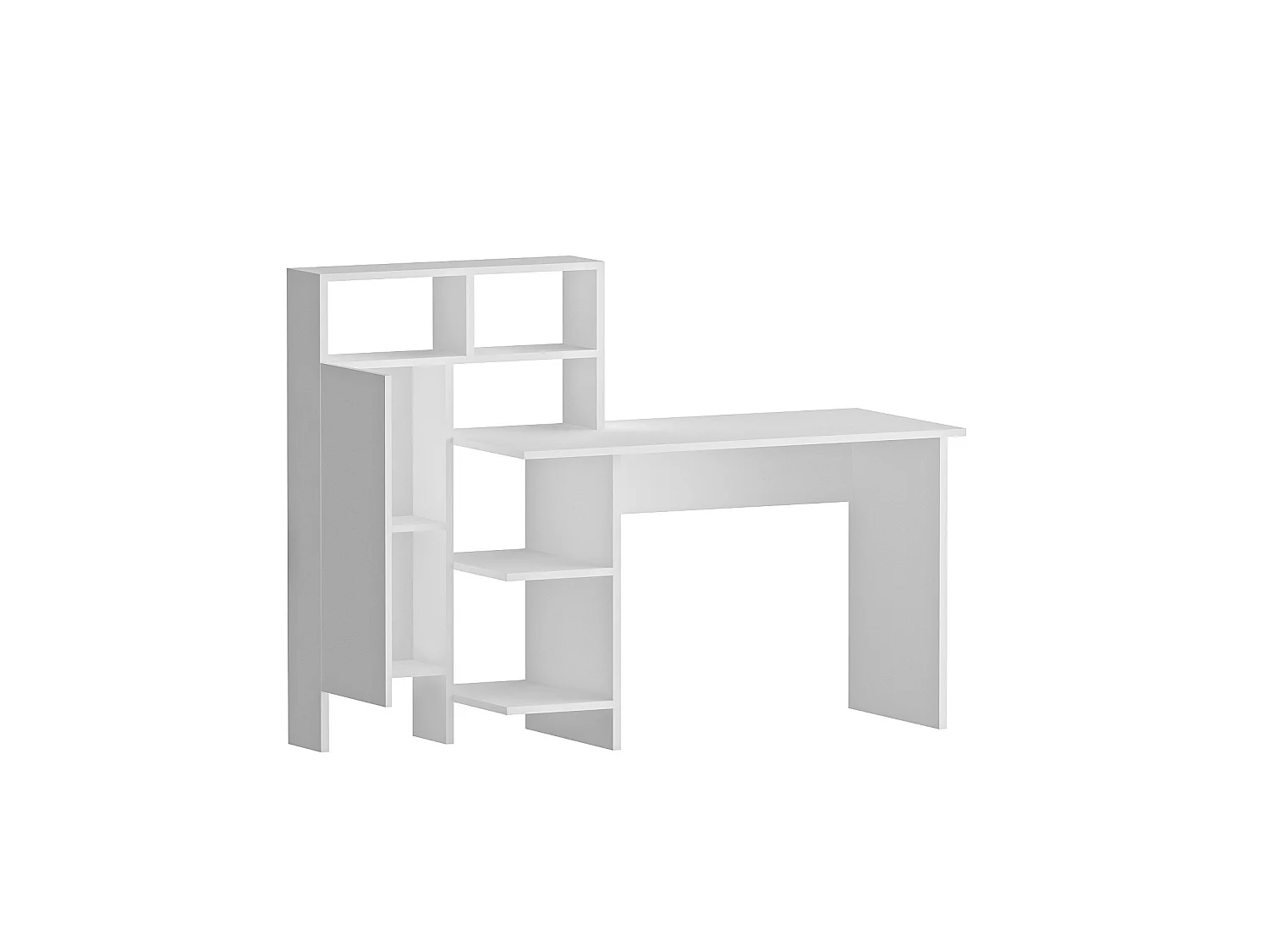 Träskrivbord "Bugra" - Vitt - 135 x 60 x 111 cm - 7 Hyllor, 1 Dörr