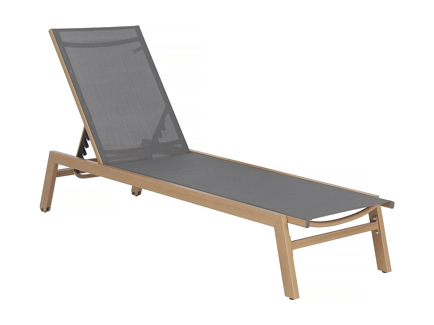 Sonnenliege aus Aluminium in Holzoptik "Elysia" - Grau