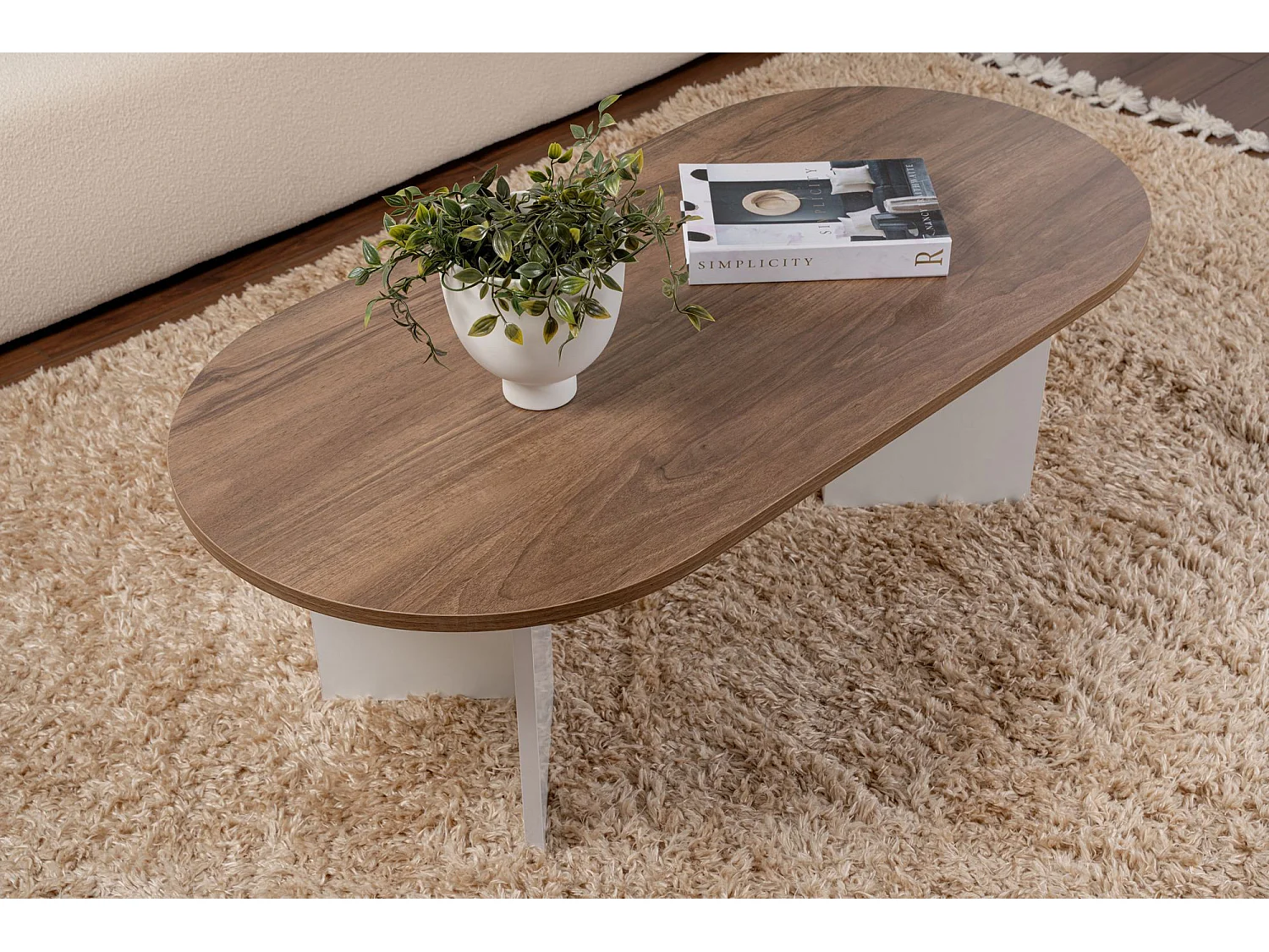 Table basse en bois "Sable" - 60 x 119 x 40 cm - NoyerBlanc