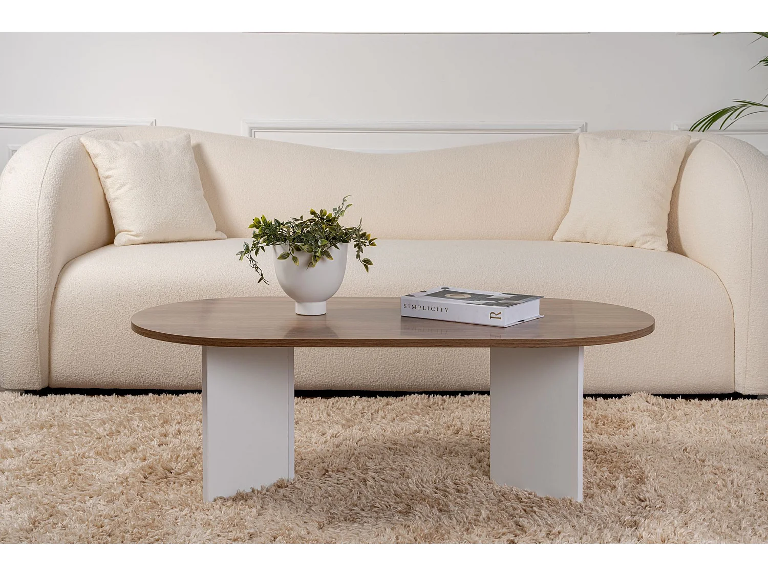 Table basse en bois "Sable" - 60 x 119 x 40 cm - NoyerBlanc