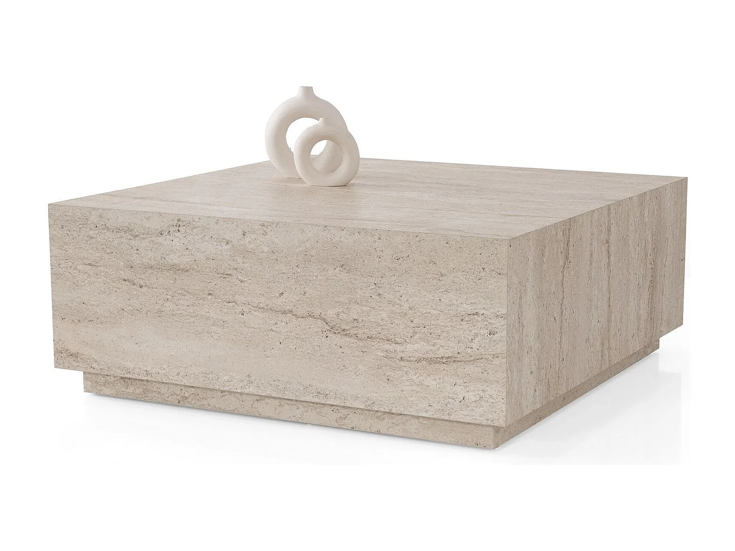 Couchtisch aus Holz "Lizbon" - 90 x 90 x 35 cm - Travertin