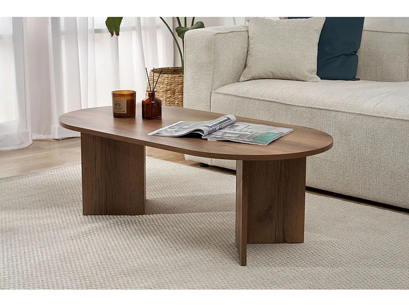 Table basse en bois "Sable" - 60 x 119 x 40 cm - Noyer