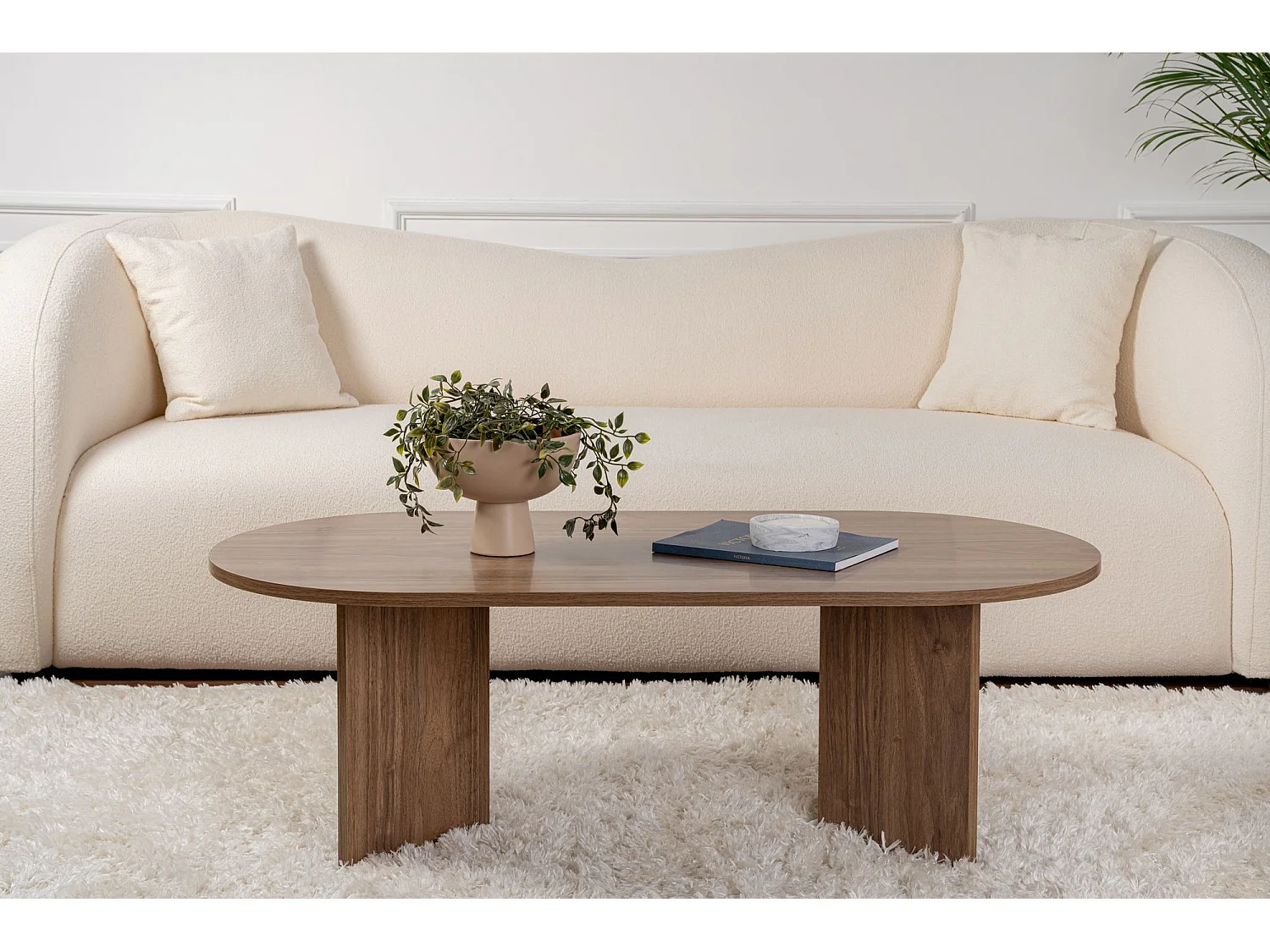 Table basse en bois "Sable" - 60 x 119 x 40 cm - Noyer