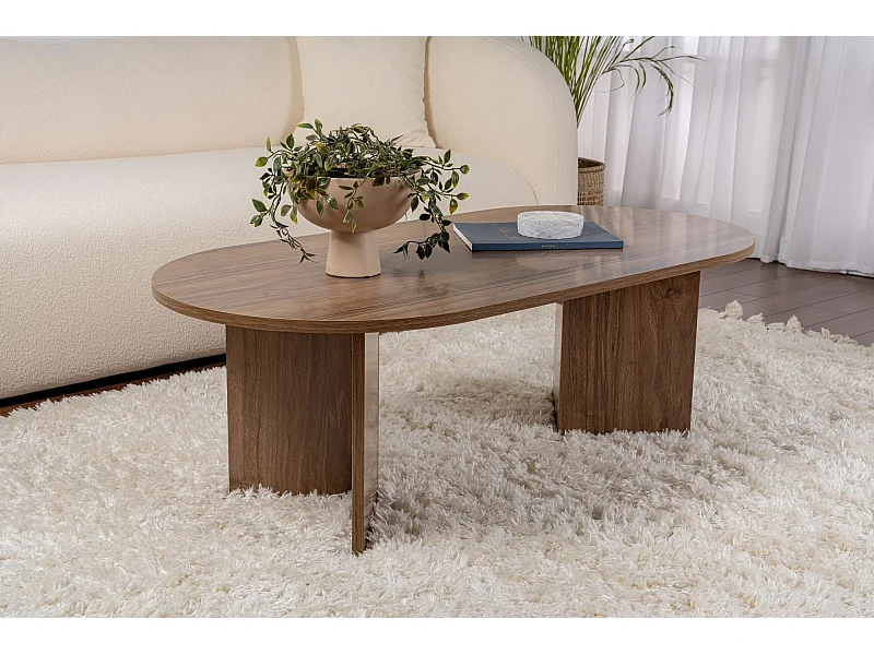 Table basse en bois "Sable" - 60 x 119 x 40 cm - Noyer