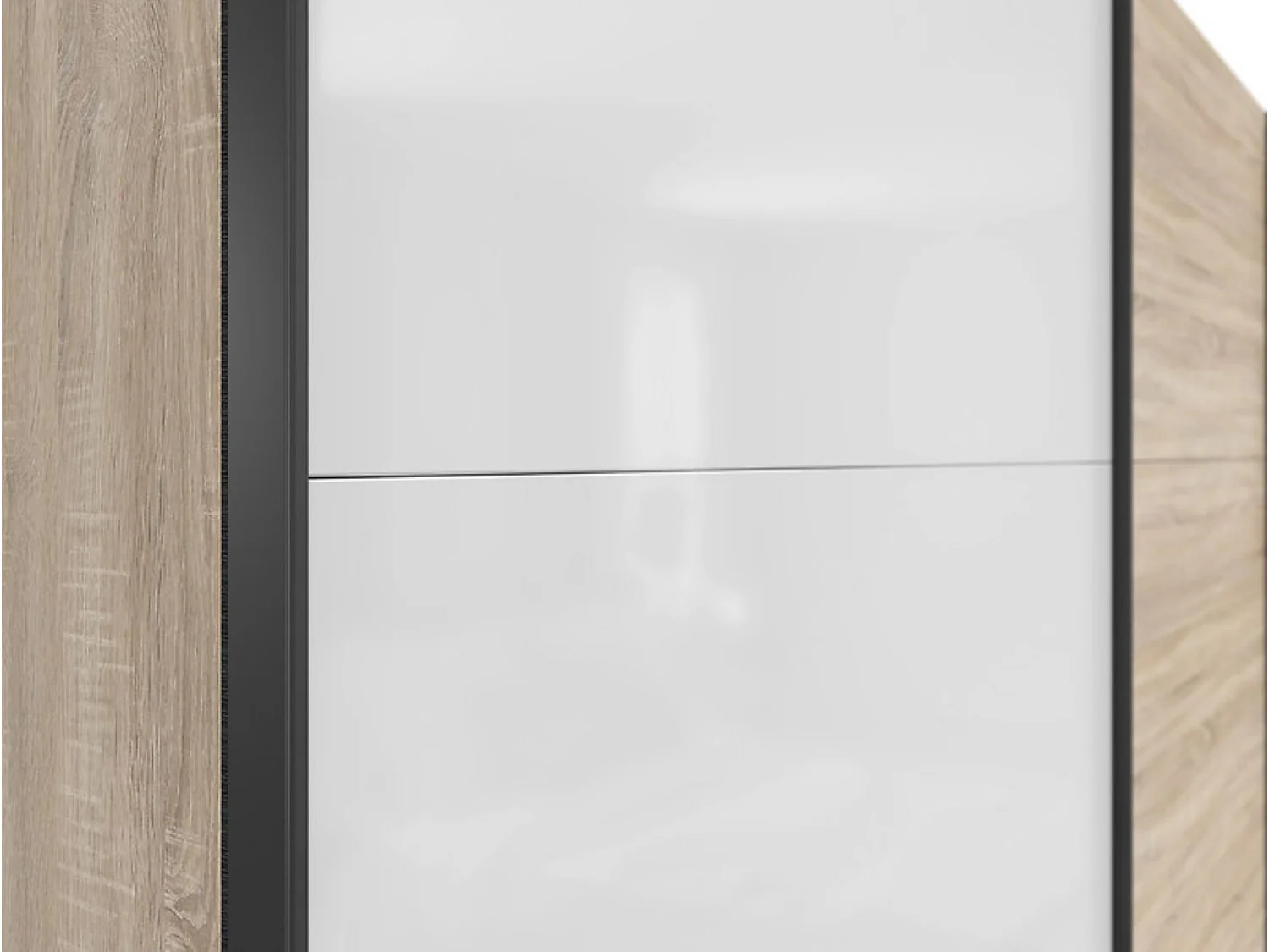 Armoire à 2 portes coulissante coloris chêne Sonoma/Blanc brillant - Longueur 220 x Profondeur 60 x Hauteur 195,5 cm