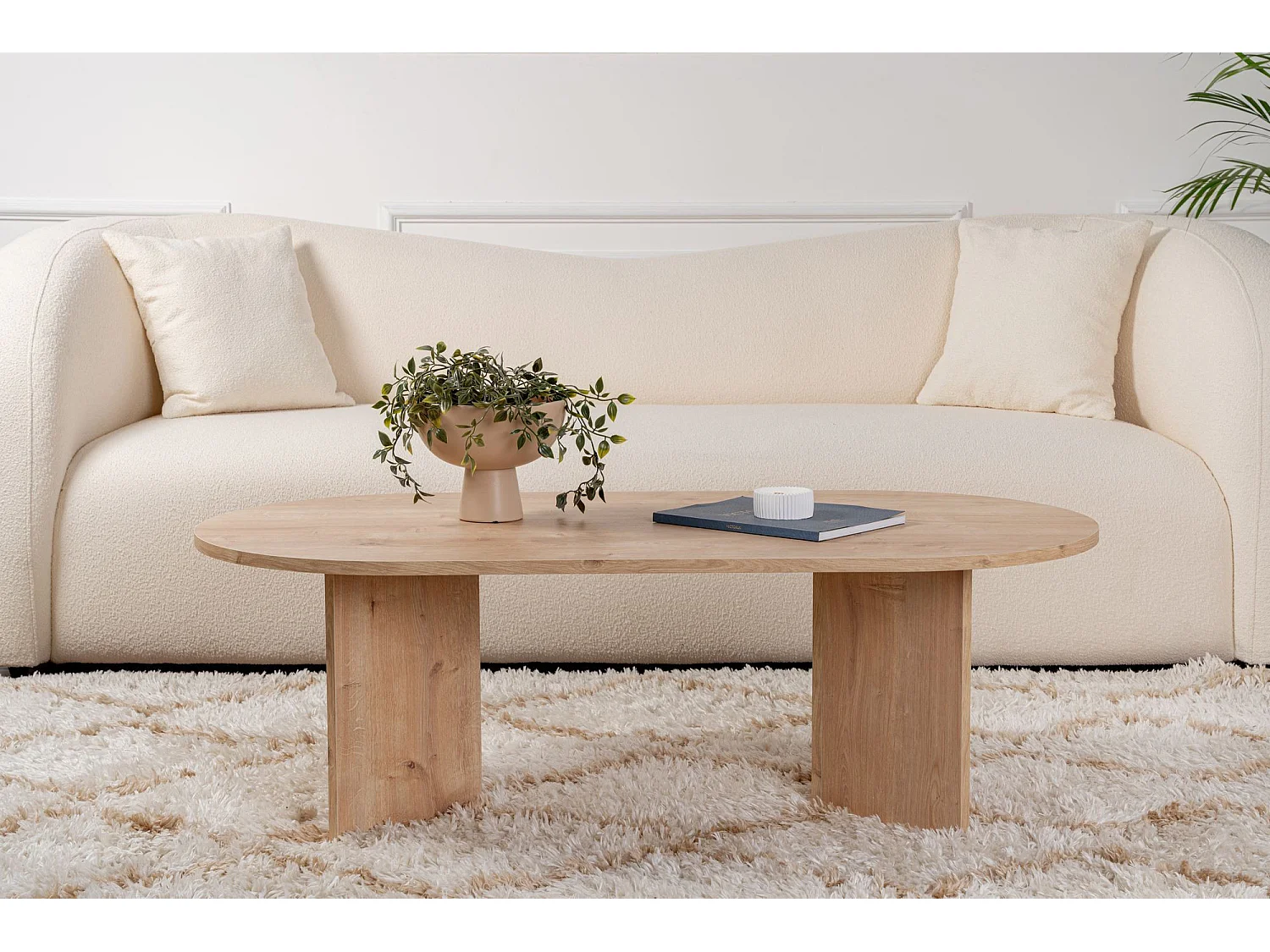 Table basse en bois "Sable" - 60 x 119 x 40 cm - Chêne Saphir