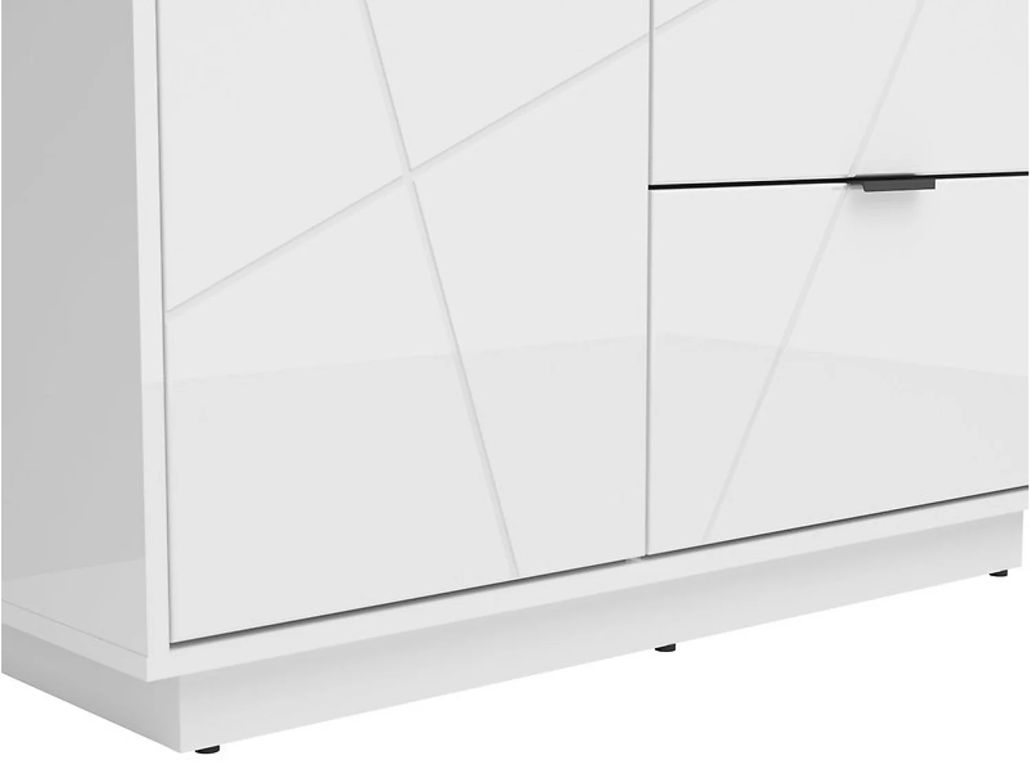 Armoire à double porte avec 2 tiroirs , coloris Blanc brillant/Blanc haute brillance - Longueur 94 x Profondeur 56,5 x Hauteur 200,5 cm