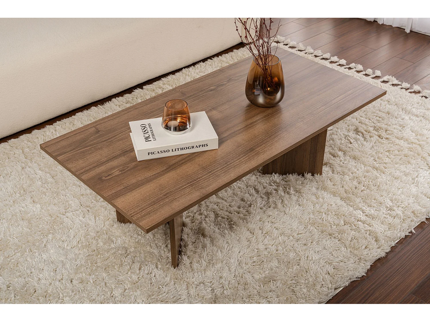 Table basse en bois "Sabin" - 60 x 119 x 40 cm - Noyer