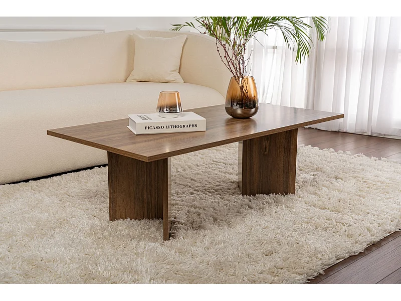 Table basse en bois "Sabin" - 60 x 119 x 40 cm - Noyer