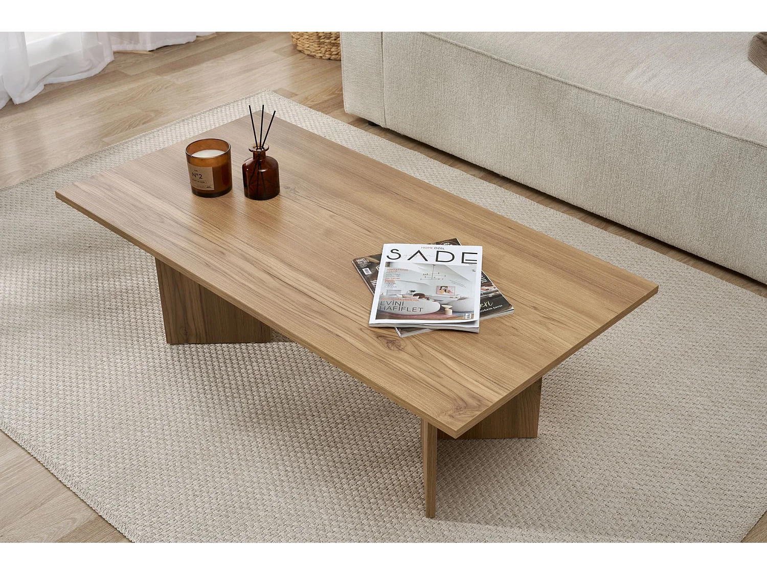 Table basse en bois "Sabin" - 60 x 119 x 40 cm - Chêne