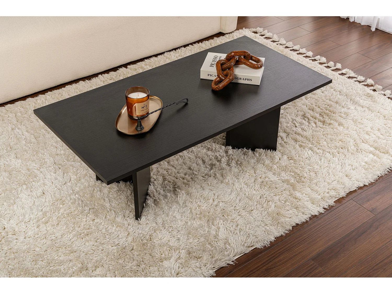 Table basse en bois "Sabin" - 60 x 119 x 40 cm - Bois Noir