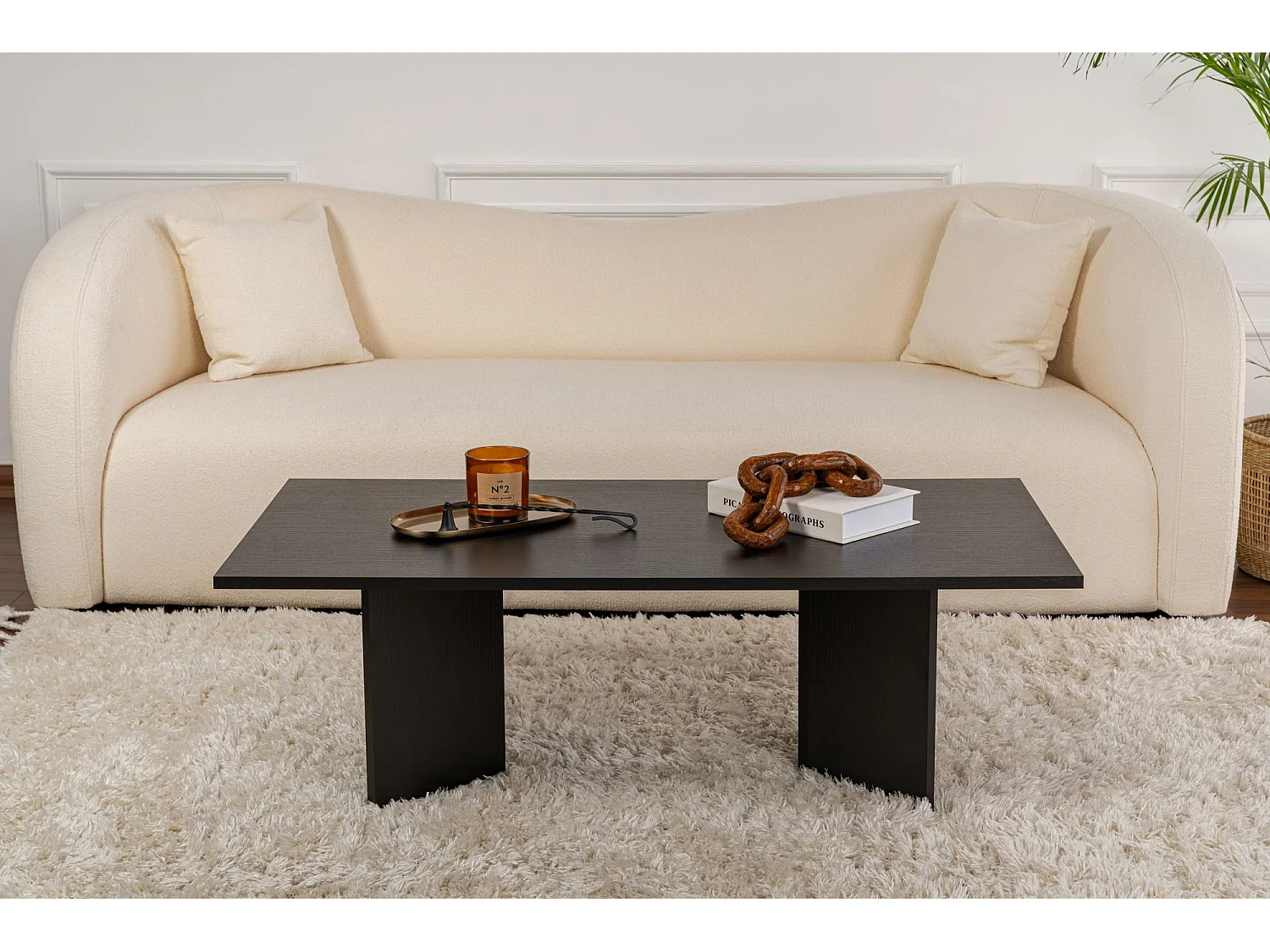Table basse en bois "Sabin" - 60 x 119 x 40 cm - Bois Noir