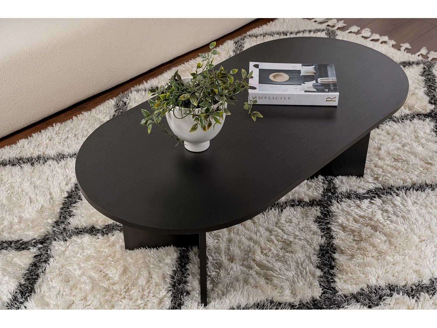 Table basse en bois "Sable" - 60 x 119 x 40 cm - Bois Noir