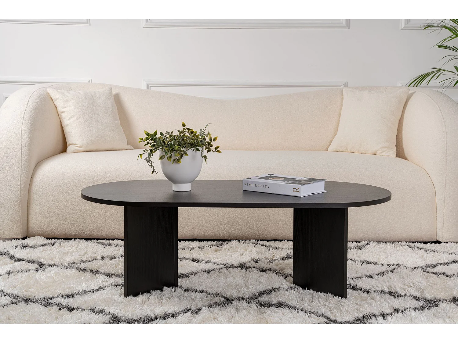 Mesa de centro de madera "Sable" - 60 x 119 x 40 cm - Madera negra