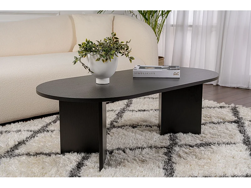 Table basse en bois "Sable" - 60 x 119 x 40 cm - Bois Noir