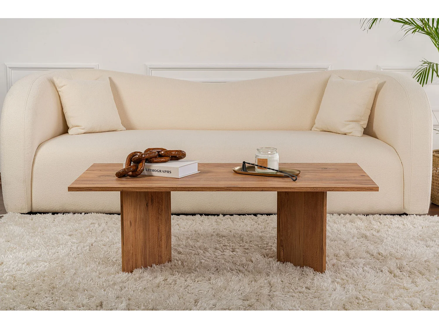 Table basse en bois "Sabin" - 60 x 119 x 40 cm - Pin atlantique
